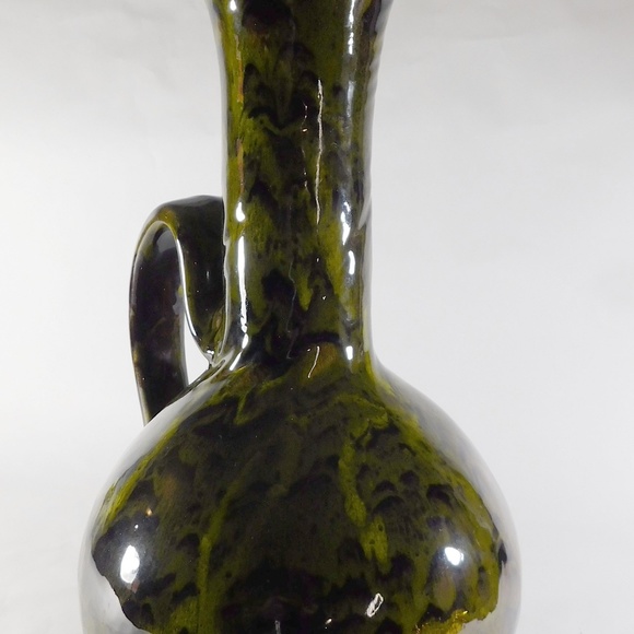 Vintage 15 Inch Tall Swirl Glaze Dipped Pot Belly Hand Thrown - Picture 7 of 15